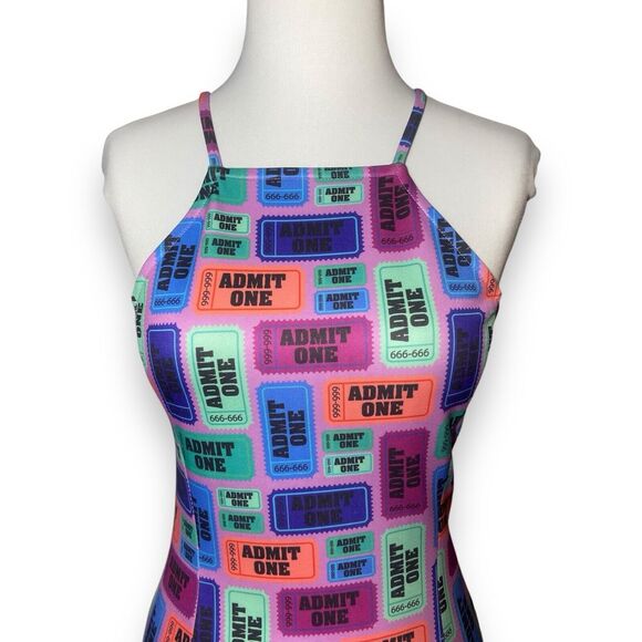 Hayley Elsaesser Women Admit One Ticket Print Dress Size L Multicolor Sleeveless - Picture 3 of 9